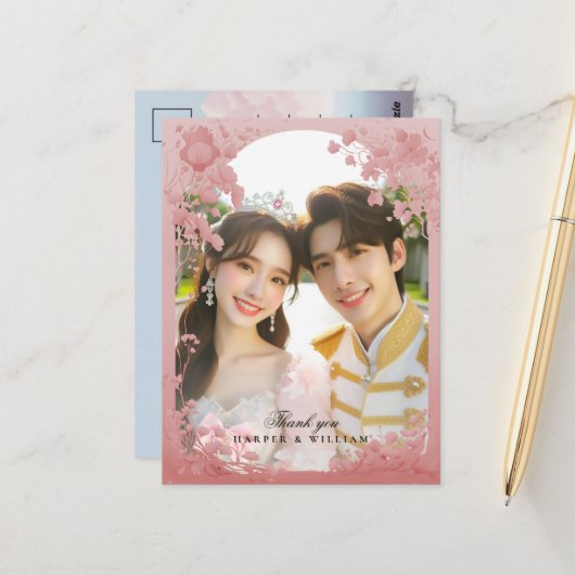 Messe danke Ihnen Foto Hochzeit Postkarte (Vorderseite/Rückseite Beispiel)