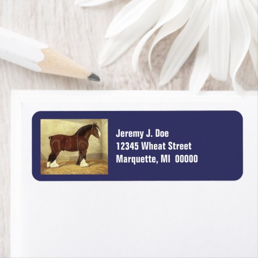 Messe Daze Clydesdale Entwurf Reitadresse Labels (Insitu)