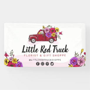 Messe für Vintage rote LKW und Blume Banner