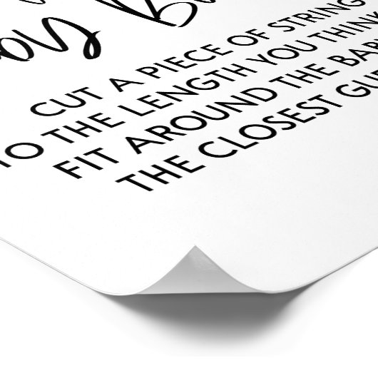 Messen Sie das Baby Bump Baby Shower Game-Zeichen Poster (Ecke)