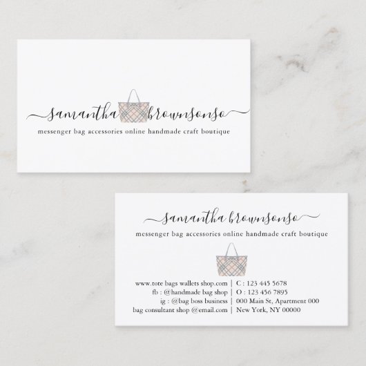 Messenger Taschen Zubehör online handgefertigt Visitenkarte (Vorne/Hinten)