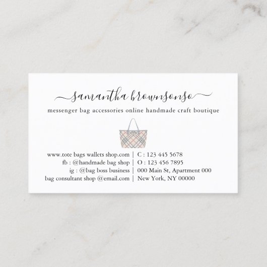 Messenger Taschen Zubehör online handgefertigt Visitenkarte (Rückseite)