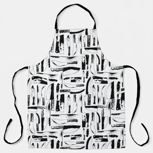 Messer aus schwarzem und weißem Koch oder Metzger, Schürze (Vorderseite)
