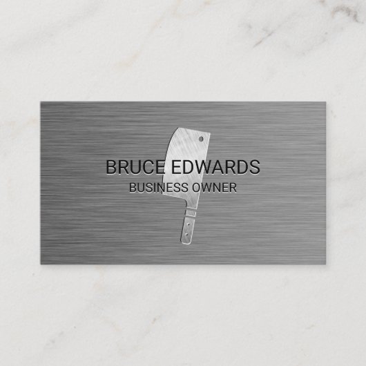 Messer für Metzger mit metallischem Hintergrund Visitenkarte (Vorderseite)
