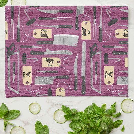 Messer für rosa Butcher Geschirrtuch (Gefaltet)