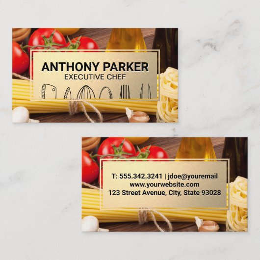 Messer | Küchengeräte | Pasta und Gemüse Visitenkarte (Vorne/Hinten)
