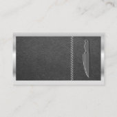 Messer | Leather Stitched | Metallische Grenze Visitenkarte (Rückseite)
