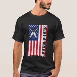 Messer Leben US-Flagge Messer Sammler Messer Samml T-Shirt
