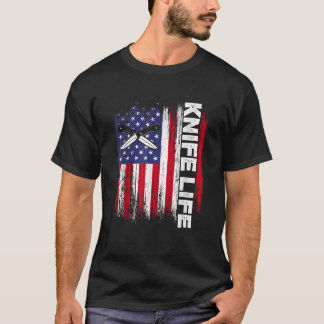 Messer Life US Flag Knifeaholic Knives Sammeln T-Shirt