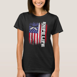 Messer Life US Flag Knifeaholic Knives Sammeln T-Shirt
