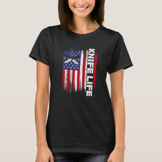Messer Life US Flag Knifeaholic Knives Sammeln T-Shirt