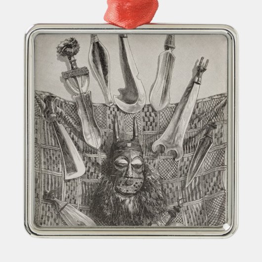 Messer, Maske und Matte vom oberen Kongo Silbernes Ornament (Vorne)