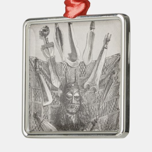 Messer, Maske und Matte vom oberen Kongo Silbernes Ornament (Links)