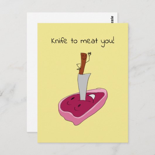 "Messer zu Fleisch für dich!" Niedlich Off-Beat-Sp Postkarte (Vorne/Hinten)