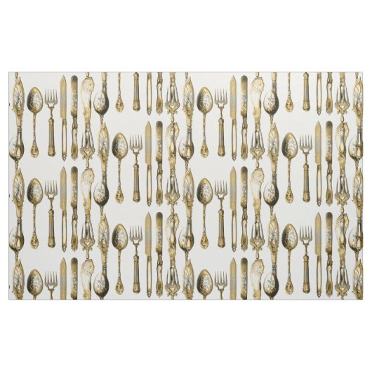 Messergabellöffel-Goldweiß Stoff (Fat Quarter (45,7 x 55,9 cm))