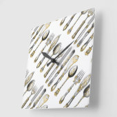 Messergabelöffel Quadratische Wanduhr (Winkel)