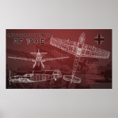 Messerschmitt Bf 109 Blueprint Poster (Vorne)