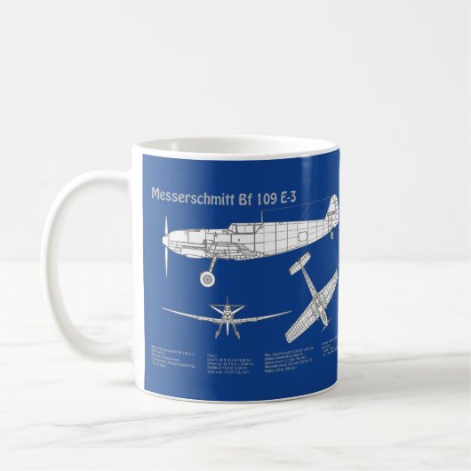 Messerschmitt Bf 109 - Flugzeug-Blueprint ABD Kaffeetasse (Links)