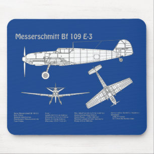 Messerschmitt Bf 109 - Flugzeug-Blueprint ABD Mousepad