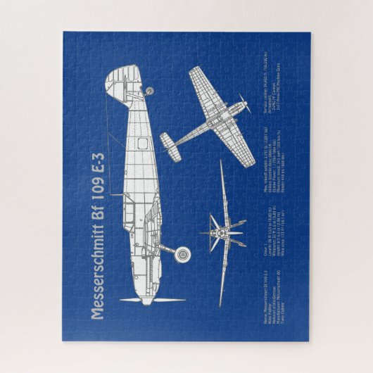Messerschmitt Bf 109 - Flugzeug-Blueprint ABD Puzzle (Vertikal)