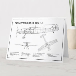 Messerschmitt Bf 109 - Flugzeug-Blueprint BD Dankeskarte