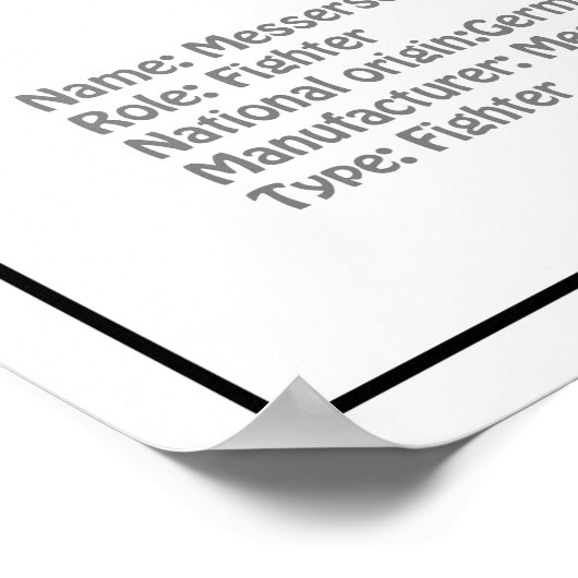 Messerschmitt Bf 109 - Flugzeug-Blueprint BD Poster (Ecke)