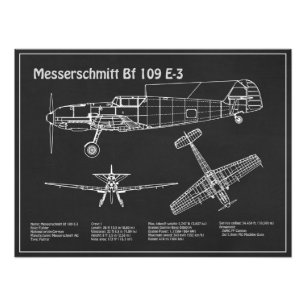 Messerschmitt Bf 109 - Flugzeug-Blueprint PD Fotodruck