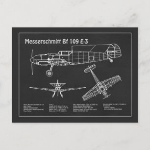 Messerschmitt Bf 109 - Flugzeug-Blueprint PD Postkarte