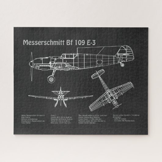 Messerschmitt Bf 109 - Flugzeug-Blueprint PD Puzzle (Horizontal)