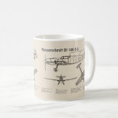 Messerschmitt Bf 109 - Flugzeug Blueprint SD Kaffeetasse (VorderseiteRechts)