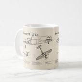 Messerschmitt Bf 109 - Flugzeug Blueprint SD Kaffeetasse (Vorderseite Links)