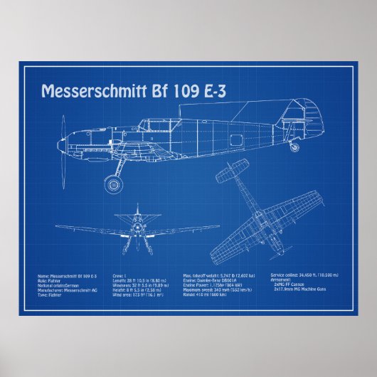 Messerschmitt Bf 109 - Flugzeugkonzept AD Poster (Vorne)