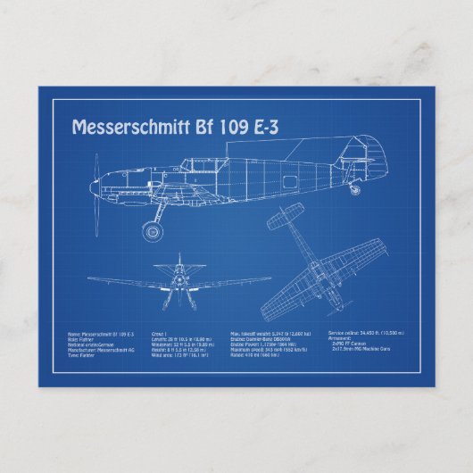Messerschmitt Bf 109 - Flugzeugkonzept AD Postkarte (Vorderseite)