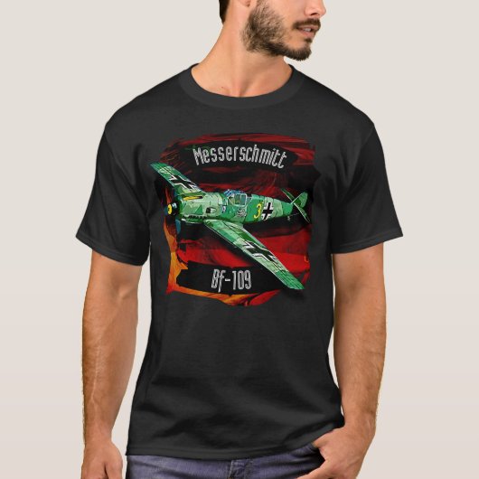Messerschmitt BF-109 Luftwaffe Fighter Flugzeug T-Shirt (Vorderseite)