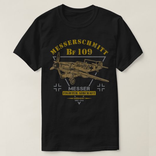 Messerschmitt Bf 109 WW2 Kampfflugzeug T-Shirt (Design vorne)