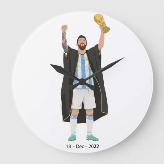 Messi Weltmeister Große Wanduhr (Vorderseite)