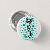 Messianisches Symbol mit Aqua-Punkten Button (Vorne & Hinten)