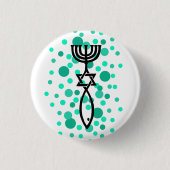 Messianisches Symbol mit Aqua-Punkten Button (Vorderseite)