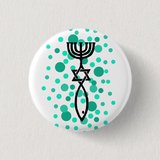 Messianisches Symbol mit Aqua-Punkten Button (Vorderseite)