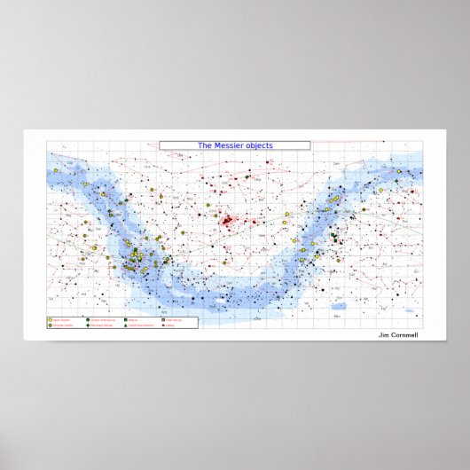 Messier Star Chart, einfache Gesamtsicht Poster (Vorne)
