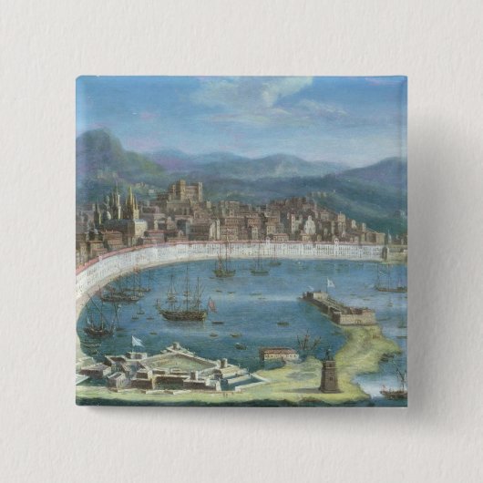 Messina - ein Panoramablick des Hafens Button (Vorderseite)