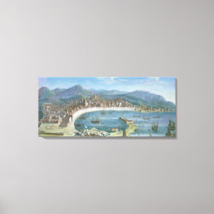 Messina - ein Panoramablick des Hafens Leinwanddruck