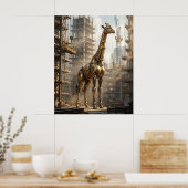 Messing-Giraffe erhebt sich Poster (Küche)
