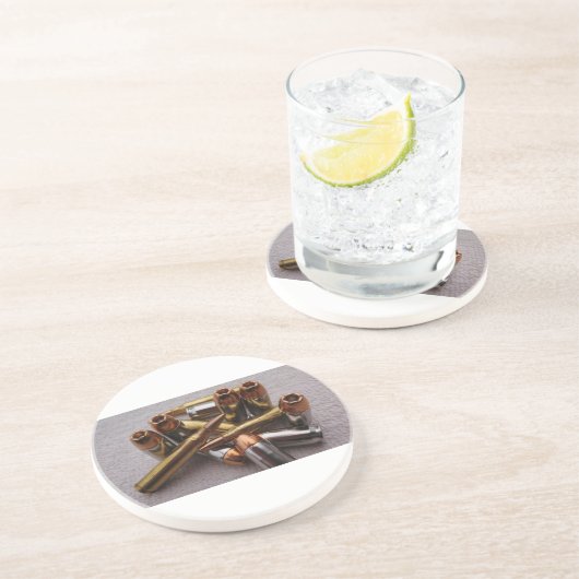 Messing- u. Führungskugel-Untersetzer Sandstein Untersetzer (Seite)