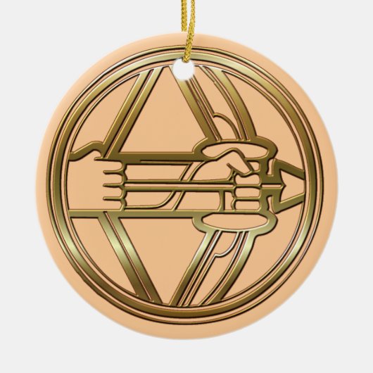 Messing-und Kupfer-Schütze Keramikornament (Vorne)