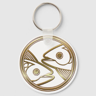 Messing und kupferne Fische Schlüsselanhänger
