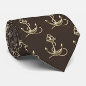 Messinganker auf braun krawatte (Gerollt)