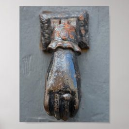 Messinghand-Türknopf Poster