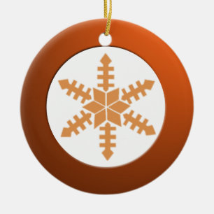 Messingkreis aus Metall und Schneeflocken Keramik Ornament