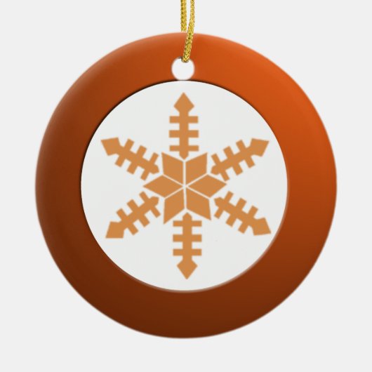 Messingkreis aus Metall und Schneeflocken Keramik Ornament (Vorne)